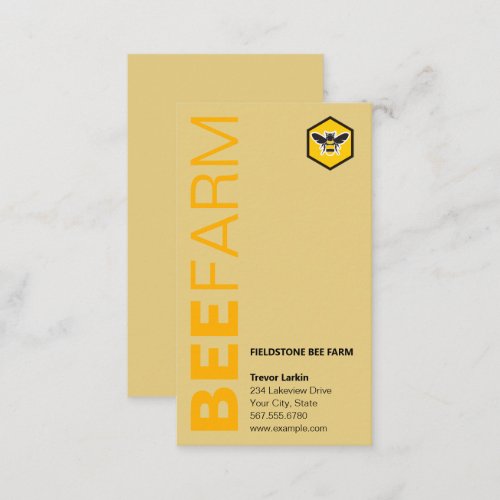 Modern Honeybee Logo Bee Farm Satin Gold Beekeeper Business Card