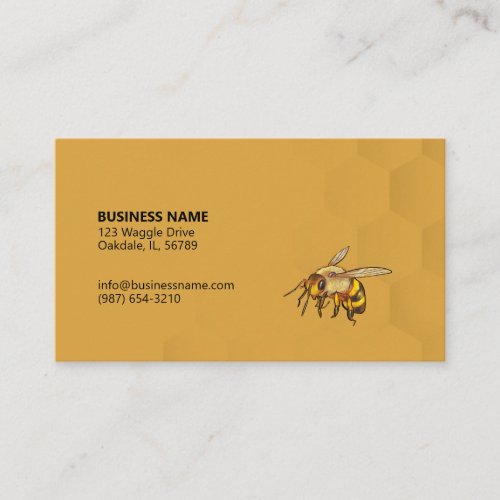 Modern Honeycomb and Bee Satin Gold Business Card
