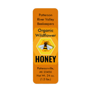 Modern Honeycomb and Bee Small Honey Jar Labels