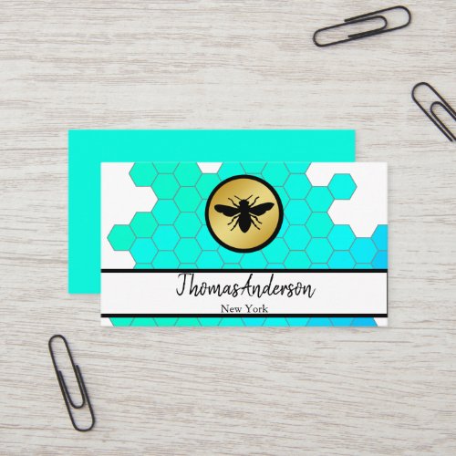 Modern honeycomb and hexagon bee logo  business card