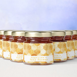 Modern Honeycomb Bee Themed Custom Baby Shower Honey Jar Favors