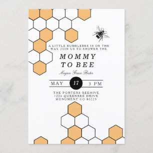 Modern Honeycomb   Bumblebee Baby Shower Invitation