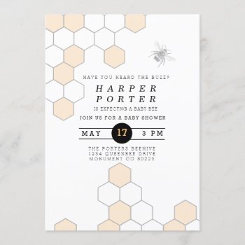 Modern Honeycomb | Bumblebee Baby Shower Invitation by RedefinedDesigns at Zazzle