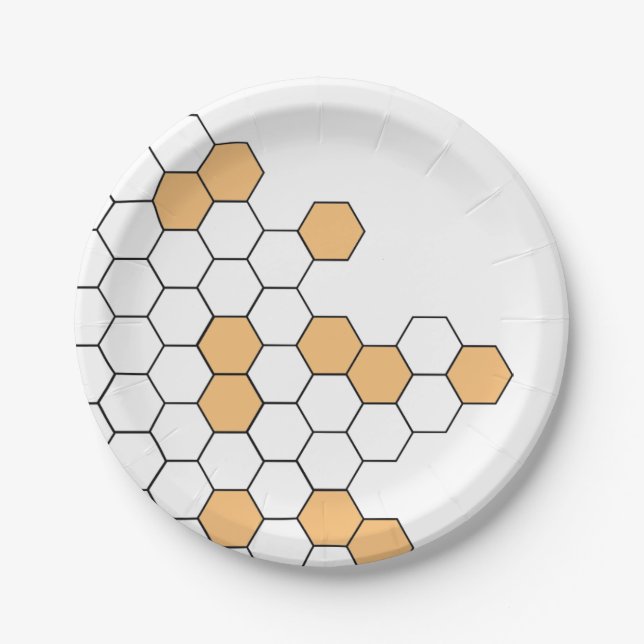 Modern Honeycomb | Celebration Paper Plates (Front)