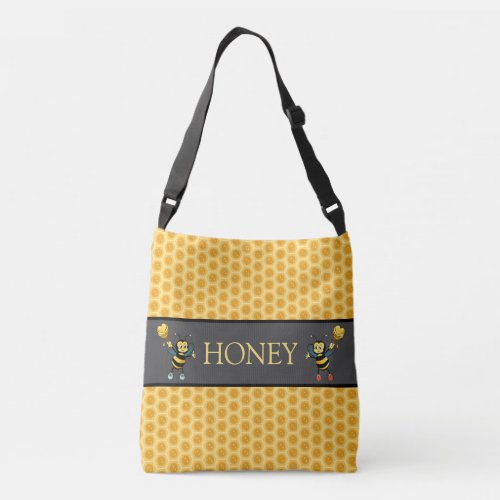 Modern honeycomb design  bumble bees crossbody bag