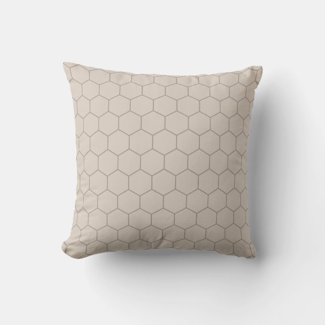 Modern Honeycomb Hexagon Pattern | Beige Throw Pillow (Front)