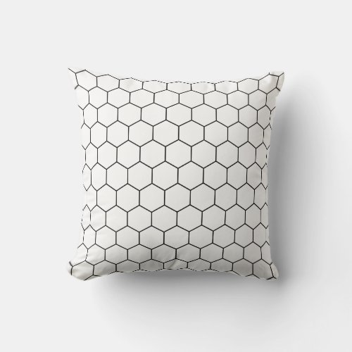 Modern Honeycomb Hexagon Pattern  Black and white Throw Pillow