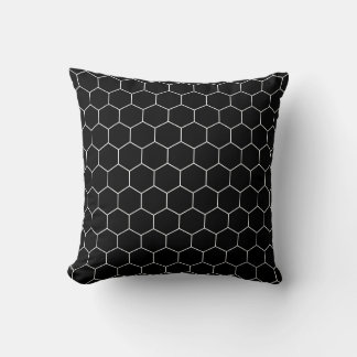 Modern Honeycomb Hexagon Pattern | Black and white Throw Pillow