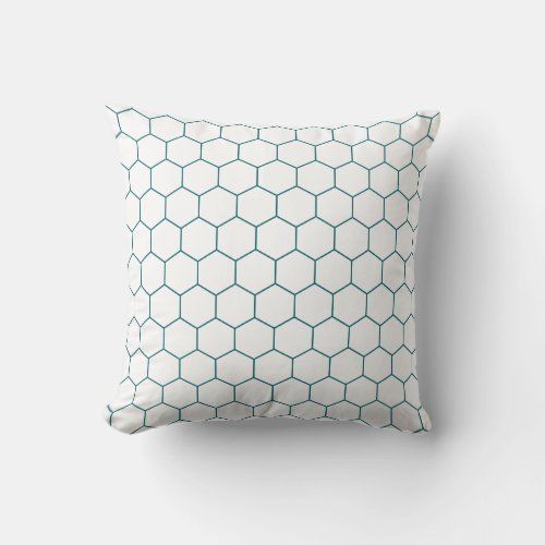 Modern Honeycomb Hexagon Pattern  Teal Throw Pillow
