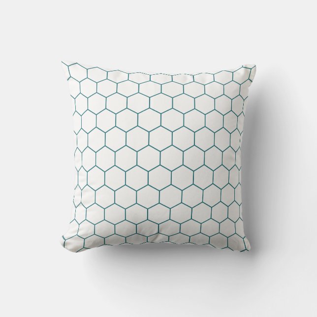 Modern Honeycomb Hexagon Pattern | Teal Throw Pillow (Front)