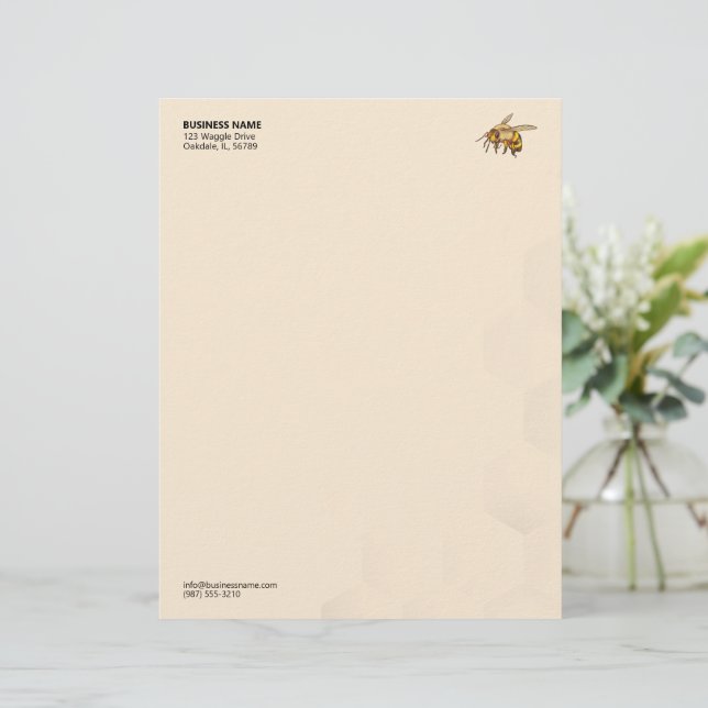 Modern Honeycomb Watermark Bee Logo  Letterhead (Standing Front)