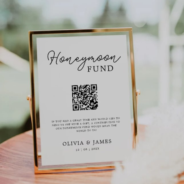 Modern Honeymoon Fund QR Code Sign, Wedding  Invitation (Modern Honeymoon Fund QR Code Sign, Wedding Invitation)