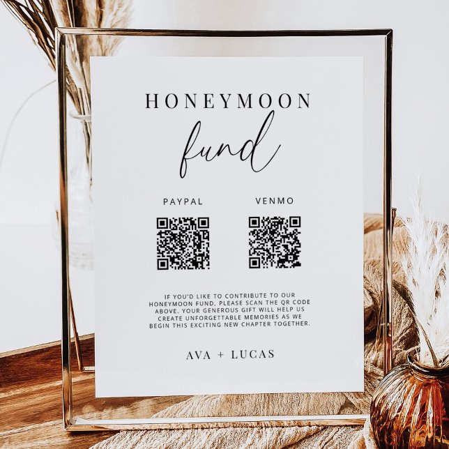 Modern Honeymoon Fund QR Code Wedding Sign (Creator Uploaded)