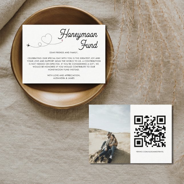Modern Honeymoon Fund QR Code Wishing Well Enclosure Card (Creator Uploaded)