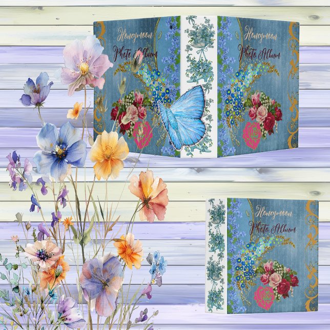 Modern Honeymoon Photo Album Romantic Roses Floral 3 Ring Binder (Modern Honeymoon Photo Album Romantic Roses Floral 3 Ring Binder)
