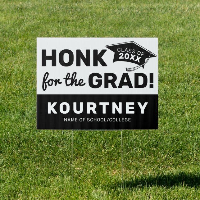 Modern Honk for the Graduate Yard Sign (Insitu)