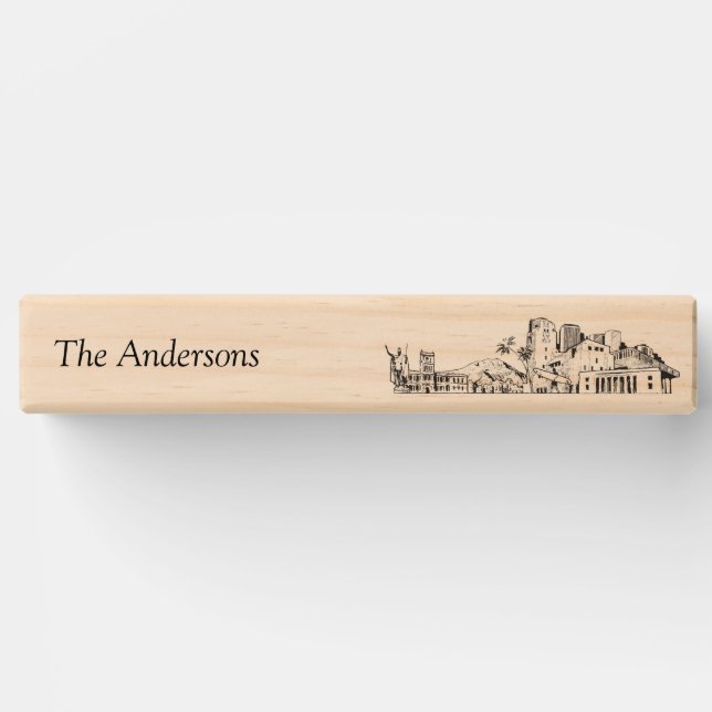 Modern Honolulu Wedding Guestbook Lawn Game Topple Tower (Front)