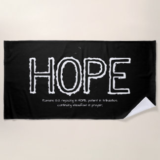 Modern HOPE Black with White Letters Inspirational Beach Towel