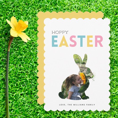 Modern Hoppy Easter Photo Holiday Card