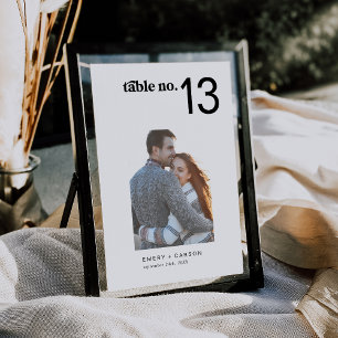Modern Horiz + Vertical Photo Wedding Table Number