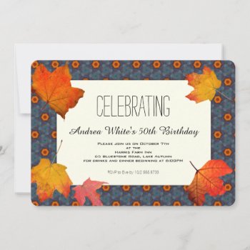 Modern Horizontal Fall Birthday Party Invitations by fallcolors at Zazzle