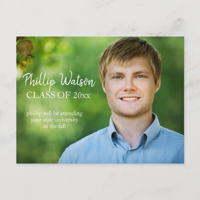 Modern Horizontal Graduation Photo Announcement (Front)