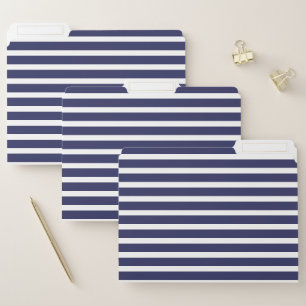 Modern Horizontal Navy Blue Stripes Pattern File Folder