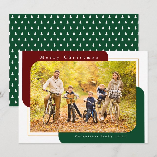 Modern Horizontal Photo Christmas Holiday Card (Front/Back)