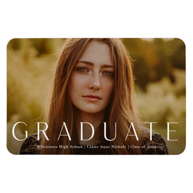 Modern Horizontal Photo Graduation Announcement Magnet (Horizontal)