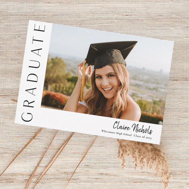 Modern Horizontal Photo Graduation Invitation | Zazzle