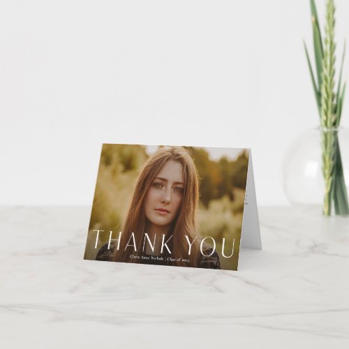 Modern Horizontal Photo Graduation Thank You Card