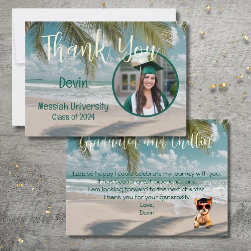 Modern Horizontal Photo Graduation Thank You Card