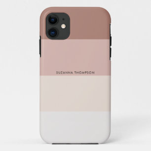 Modern Horizontal Stripe Beige Brown Earthy Tones iPhone 11 Case