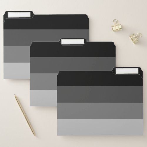 Modern Horizontal Stripe Black  Gray Colors  File Folder