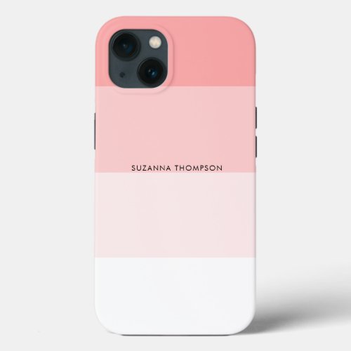 Modern Horizontal Stripe Pastel Blush Pink iPhone 13 Case