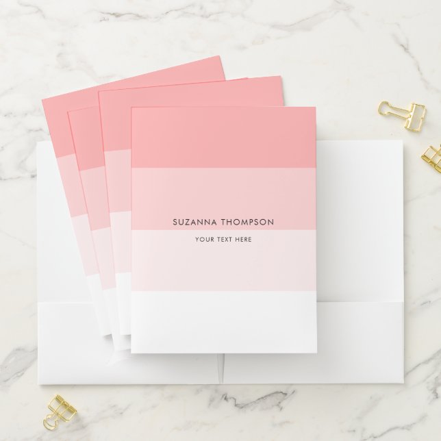 Modern Horizontal Stripe Pastel Blush Pink  Pocket Folder (In Situ)