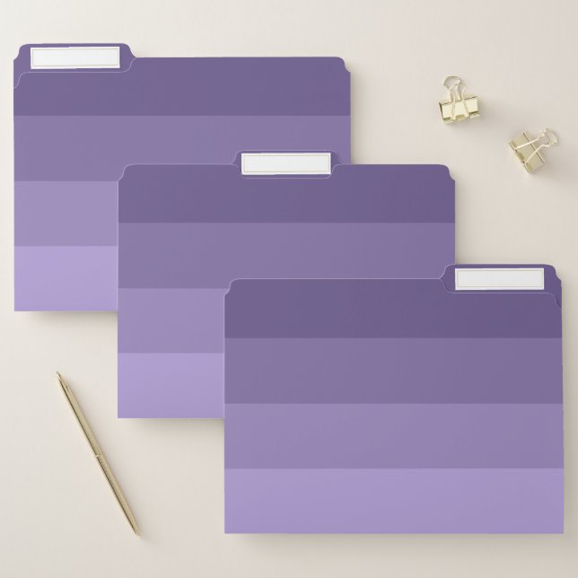 Modern Horizontal Stripe Pastel Purple   File Folder (Set)