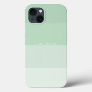 Modern Horizontal Stripe Pastel Sage Green iPhone 13 Case