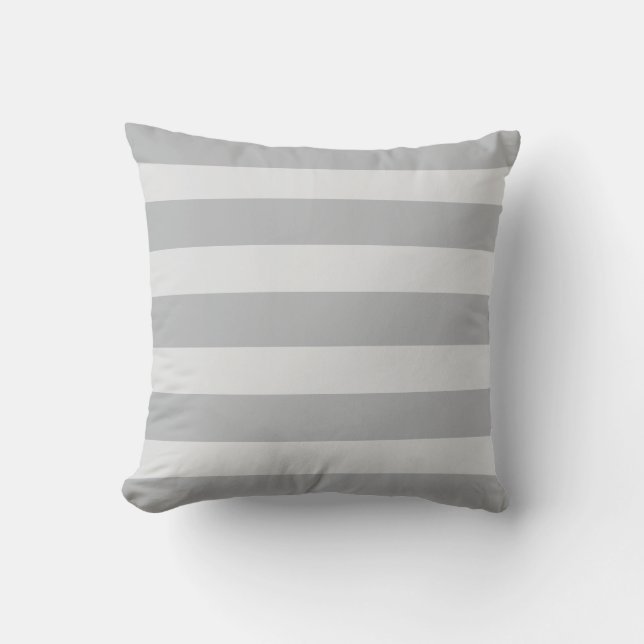 Modern Horizontal Striped Gray Throw Pillow (Front)