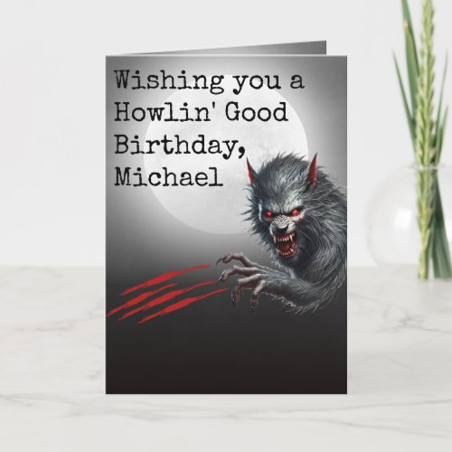Modern Horror Werewolf Adult Birthday Greeting 
