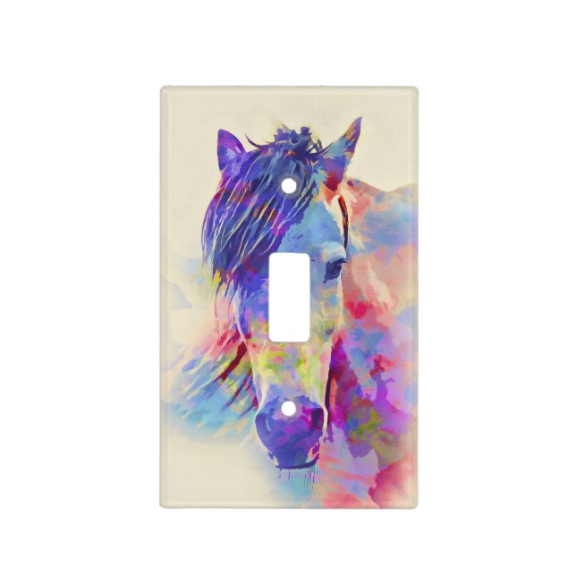 Modern Horse Artistic Watercolor Light Switch Cover (Front)