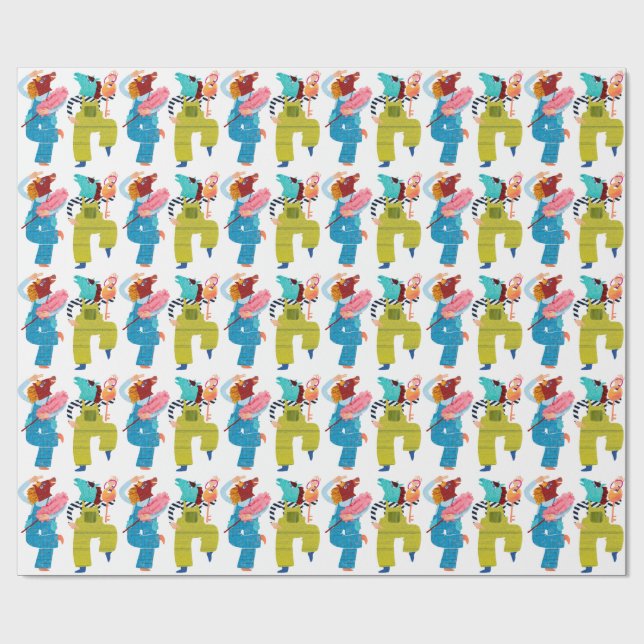 Modern Horse Collage Character Art(Semi-Gloss) Wrapping Paper (Flat)