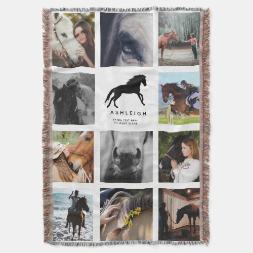 Modern Horse Photo Collage Equestrian Keepsake Throw Blanket