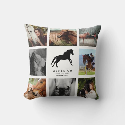 Modern Horse Photo Collage Equestrian Keepsake Throw Pillow