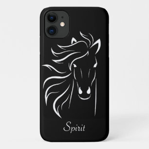 Modern horse silhouette image art on black iPhone 11 case