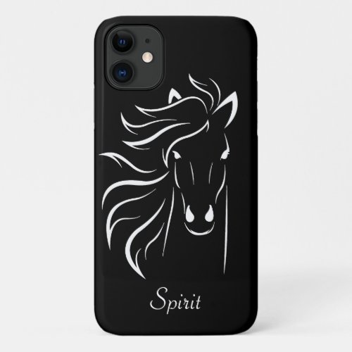 Modern horse silhouette image art on black iPhone 11 case