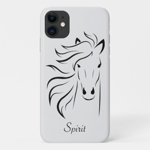 Modern horse silhouette image art on light gray iPhone 11 case