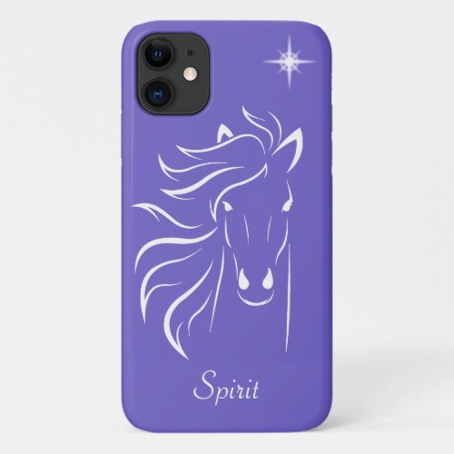 Modern horse silhouette image art on periwinkle iPhone 11 case