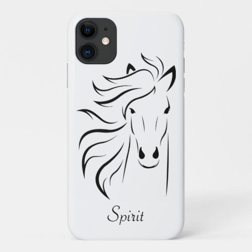 Modern horse silhouette image art on white iPhone 11 case