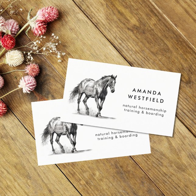 Modern Horse Sketch Equestrian Business Card (Creator Uploaded)